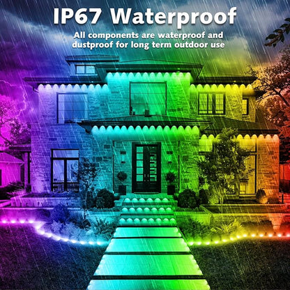 SINLEY 400FT Permanent Outdoor RGB Lights,Waterproof Smart LED Eaves Lights with App/Remote Control,for Christmas and All Holiday Decor,Daily and Accent Lighting,House Roof and Garden Lighting