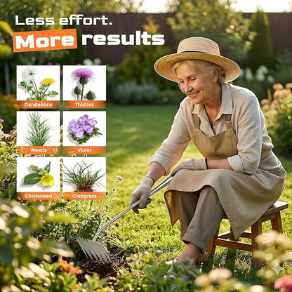 2025 Upgraded Weed Puller Tool, 6-Tooth Manganese Steel Manual Weeders, Portable Garden Weed Remover Tools for Vegetable Gardening Backyard Farm Planting & Weeding