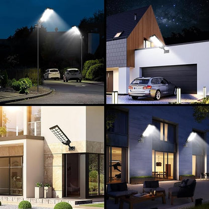 Brightever Solar Street Lights Outdoor, 32000LM 8500K Waterproof Motion Sensor Solar Powered Flood Lights with Remote Control, Dusk to Dawn Parking Lot Lights for Outside,Yard, Garden, 2-Pack