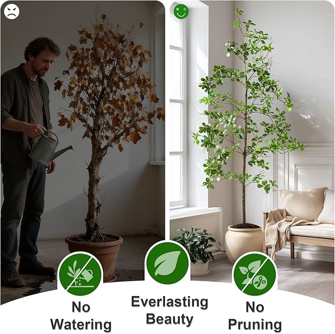 6FT Artificial Black Olive Tree Artificial Olive Plants, Tall Faux Olive Tree Faux Silk Plant Fake Plant Ultra-Realistic Silk Leaves & Natural Trunk Indoor Outdoor Use