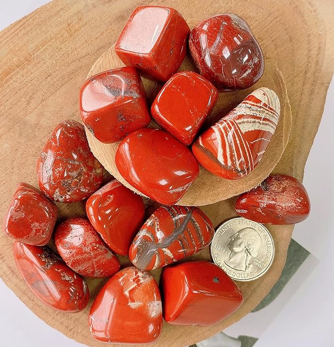 QINJIEJIE 0.9 LBS Red Jasper Polished Stones Tumbled Crystals Bulk Gemstones 0.6-1" Irregular Quartz Stone Rocks Natural Reiki Healing Crystal for Plants Vase Filler Home Decor Meditation Gifts