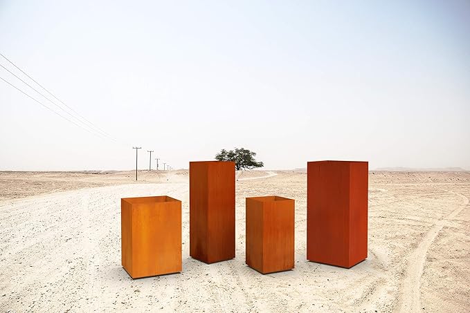 Plantercraft Corten Steel Planter Tall Cube Garden Box Metal Outdoor Heavy Duty | Made in USA | Fully Assembled | Commercial Residential