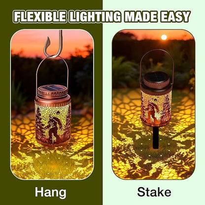 Cooo 6 Pack Solar Lanterns Outdoor Waterproof Bigfoot Sasquatch Christmas Trees Solar Pathway Lights Landscape Path Christmas Gifts for Women Mom Grandma Outdoor Table Lamp Garden Yard Decor-Rose Gold