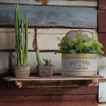 CVHOMEDECO. Farmhouse Metal Wall Planter Rustic Galvanized Flower Holder Wall Mount Flower pots for Indoor, Outdoor and Wall Decor, Set of 2 (Grey)