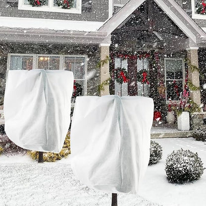 2 Pack H84 x W72 Plant Covers Freeze Protection - Shrub Cover, Winter Tree Cover with Drawstring for Season Extension & Frost Protection, White
