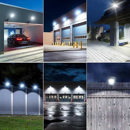 Solar Lights Outdoor, IP66 Waterproof Motion Sensor Powered Solar Street Light, 6500K Dusk to Dawn LED Flood Light with Remote Control, Commercial Area Lighting for Yard Parking Lot (4 Pack)