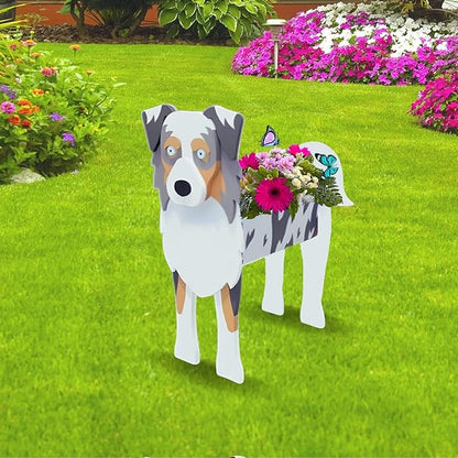 Australian Shepherd Dog Planter Plant Pots,Cute Large Dog Flower Planter,Gifts for Pet Lovers,Unique Animal Plant Pots,Office,Indoor Outdoor Garden Decor(9.84 * 7.13 * 17in)