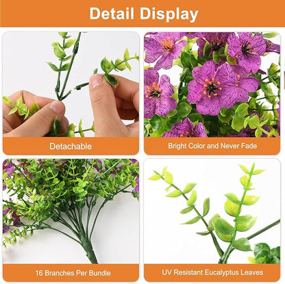 Fake Artificial Hanging Flowers for Outdoors, 2 Pcs Artificial Hanging Plants Spring Summer Decor, UV Resistant No Fade Faux Silk Daisy Flower for Planter Front Door Porch Patio Yard Garden(Purple)
