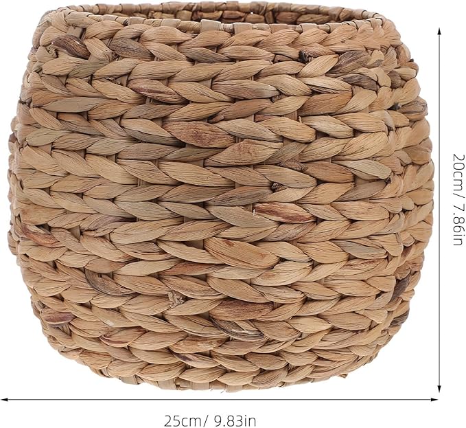 Woven Planter Basket, Seagrass Basket Planters, Hyacinth Woven Flower Pot Rattan Wicker Plant Pot, for Desktop and Home Organization