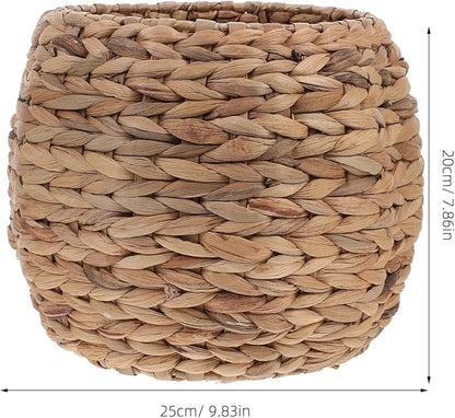 Woven Planter Basket, Seagrass Basket Planters, Hyacinth Woven Flower Pot Rattan Wicker Plant Pot, for Desktop and Home Organization