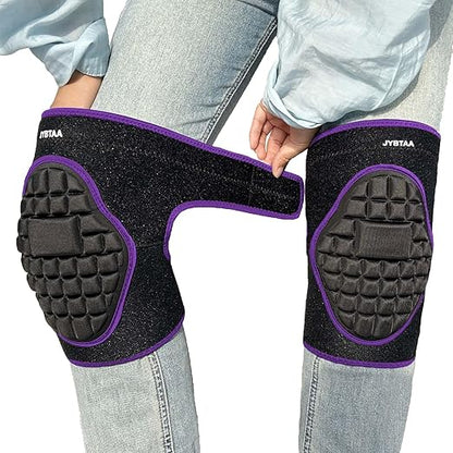 Gardening Knee Pads for Men Women, Soft Knee Cushion with Straps for Scrubbing Floors, Safety Kneeling Pads for Housekeeping Working, Flooring Knee Pad for Kneeling Crawling for Christmas, Purple L (1 Pair)