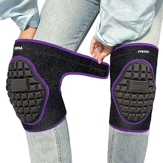 Gardening Knee Pads for Men Women, Soft Knee Cushion with Straps for Scrubbing Floors, Safety Kneeling Pads for Housekeeping Working, Flooring Knee Pad for Kneeling Crawling for Christmas, Purple L (1 Pair)