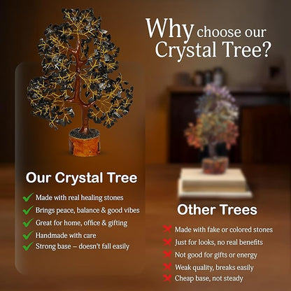 YATSKIA Black Tourmaline Crystal Tree, Gemstone Tree Home Office Decor, Spiritual Decor, Crystal Gifts