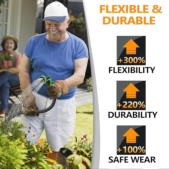 150 ft Garden Hose - 2025 New Upgraded Flexible Water Hose - Ultra Lightweight Kink-free Car Washing Pipe with 10 Function Sprayer and 3/4" Solid Brass Fittings - Durable,Leak proof Garden Hoses