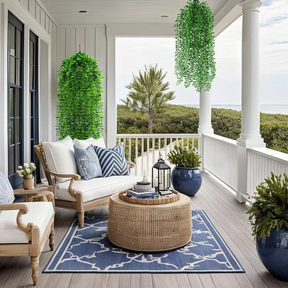 16 Pcs Artificial Hanging Plants Fake Hanging Ferns Plastic Faux Plants for Wall Room Garden Garland Indoor Outdoor Decor No Basket (Boston,Eucalyptus,Ivy Vine,String of Pearls)