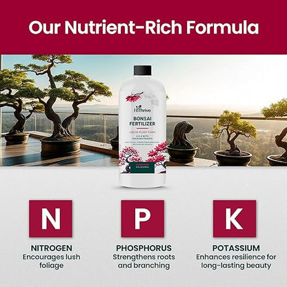 16oz Bonsai Tree Live Liquid Plant Food - Makes 32 Gallons of Bonsai Fertilizer Liquid, Premium Macronutrient Formula Enriched with Micronutrients for Healthy Roots, Branching & Foliage