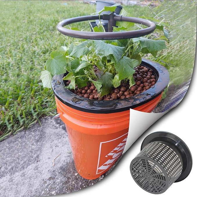 HG10MESHPOT 10-Inch Wide Lip Mesh Net Pots (2-Pack), 5 Gallon Bucket Lids for DWC Hydroponics, Perfect for Pitcher Plant Cultivation