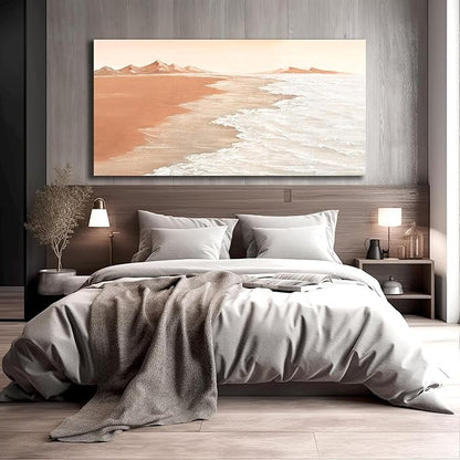 Belmrxne Large Coastal Wall Art White Wave Wall Decor Aesthetic Landscape Canvas Painting Hanging Artwork for Living Room Bedroom Dining Room Office Home Decor 30x60 Inch