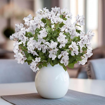 4 Pcs Artificial Flowers Bougainvillea Outdoor Artificial Plants Faux Flowers with Stems Silk Flowers for Wedding Porch Living Garden Decor Without Vase (4PCS,White)