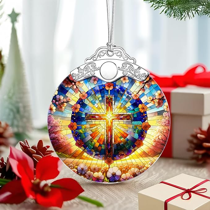 Boho Mandala Cross Ornament Ornament – Religious Christmas Decor & Christian Christmas Ornament; Christian Home Decor (Holiday Present, Bauble Present, Christian Gift, Religious Gift, Spiritual Gifts)