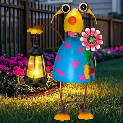 Solar Garden Lights Dog Statue with Solar Lantern Lights,13.38 inch Garden Lawn Decoration,Birthday Gifts for Women Grandma,Gardening Gifts Decorative Stakes for Yard,Patio,Porch, Christmas