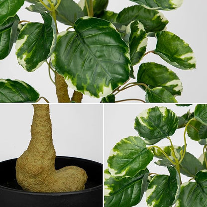 18 Inch Fake Money Tree Plant Indoor Potted Plants Artificial Pachira Money Tree Small Faux Plants in Black Pot Good Luck Excellent Gift Fortune Plant