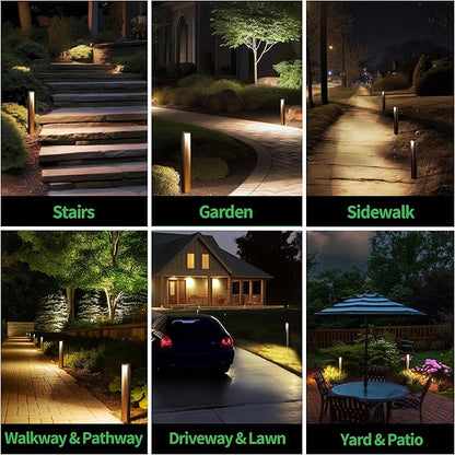 Low Voltage Pathway Lights 12V, LED Landscape Path Lights, Outdoor Waterproof Wired 5W 200LM, Black Aluminum Garden Yard 12 Pack