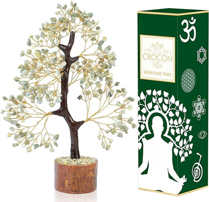 Crocon Serpentine Gemstone Tree, Crystal Tree of Life - Chakra Tree - Feng Shui Tree Decor - Money Tree Bonsai - Healing Crystal - Stone Tree - Home Decor - Spiritual Gift - Gem Tree