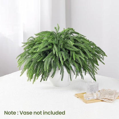16 Pcs Norfolk Pine Stems, 19" Long Artificial Christmas Norfolk Pine Branches, Real Touch Christmas Greenery Stems for Vases, DIY Garland, Xmas Indoor Home Decorations