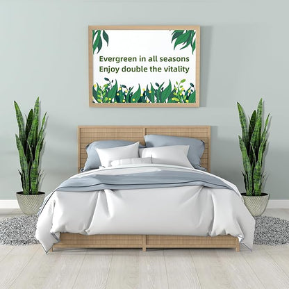 KOL 3ft 2-Pack Artificial Snake Plant - 32 Thick Lifelike Leaves, Faux Silk Sansevieria for Indoor Home & Garden Decor, 35in Potted Fake Mother-in-Law's Tongue Plants, Green