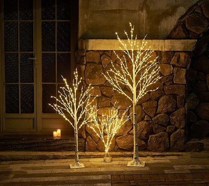 Hairui Lighted Birch Tree with 200L Multi Color and Warm White Fairy Lights 8 Functions 4FT, White Twig Tree with Lights for Indoor Outdoor Home Party Christmas Easter Decoration
