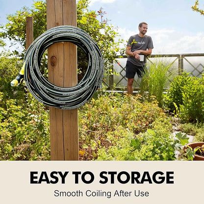 Lightweight Rubber Garden Hose 50 ft, 5/8" Hybrid Rubber Hose with Solid Brass Fitting, Water Hose Pipe for Outdoor, Cleaning & Washing