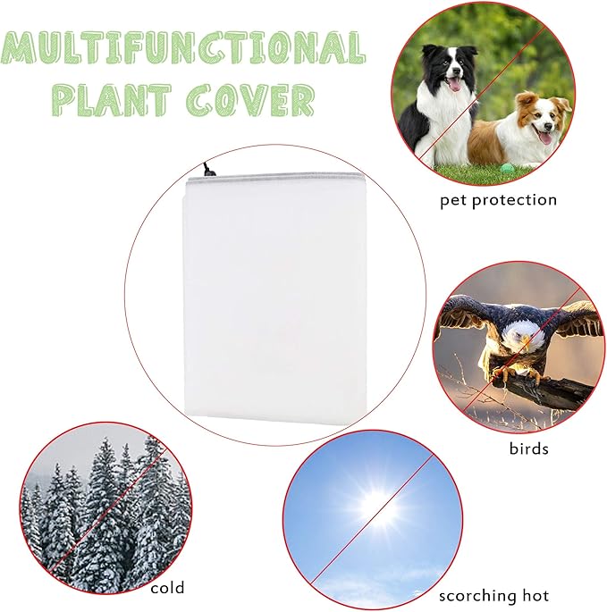 Plant Covers Freeze Protection - Shrub Cover, Winter Tree Cover with Drawstring for Season Extension & Frost Protection, White (1 Pack, 84x72 in)