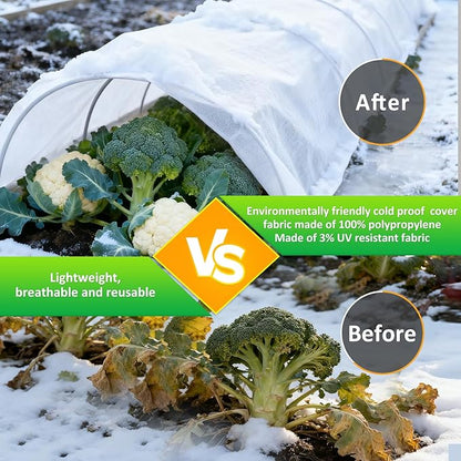 White Plant Covers Freeze Protection, 10 x 50 ft - 0.9 oz/yd² Frost Cloths for Outdoor Plants, Tree Covers Freeze Protection, Winter Garden Blanket, Sun Cover for Plants for Greenhouse, Vegetables