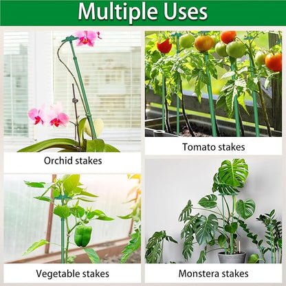 Extendable Plant Stakes, Length Scalable from 17.9IN to 42.3IN Plant Support Stake, Orchid Sticks with Clips for Indoor Outdoor,Garden Stakes for Plant,Tomato,Vegetables,Monstera,Vine - 5Pack