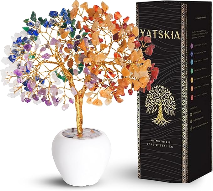 YATSKIA 7 Chakra Tree of Life Crystal for Positive Energy - Home Office Decor, Housewarming and Birthday Gifts for Women, Spiritual Healing Stones