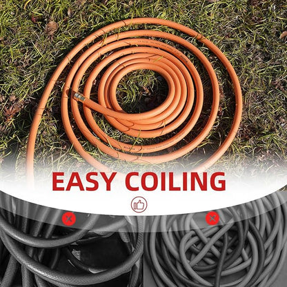 WiseFlow Garden Hose 75FT x 3/4", Heavy Duty Rubber Hose, Water Hose with Five Layered Braiding, Male Female Fittings, 1000PSI Burst, 300PSI Working (Orange)