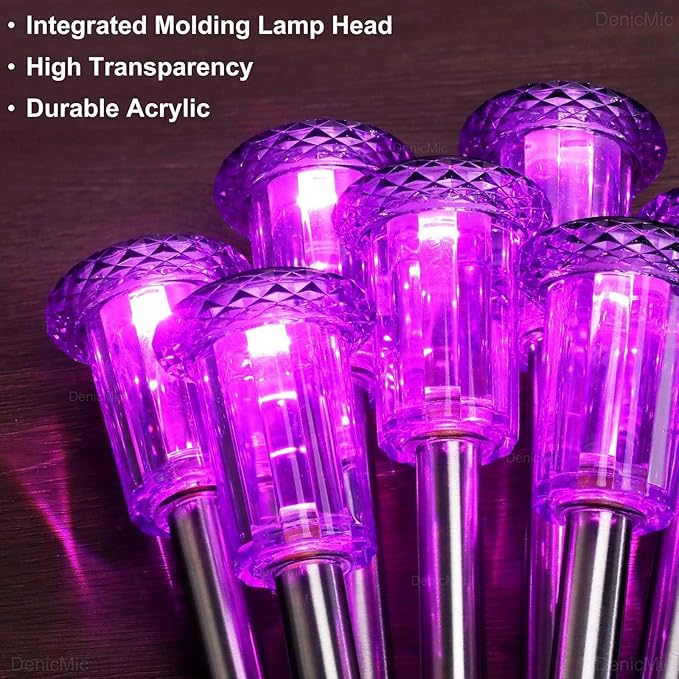 DenicMic Solar Lights Outdoor 10 Pack Waterproof Purple LED Yard Garden Patio Backyard Pathway Walkway Landscape Path Lawn Outside Decorations