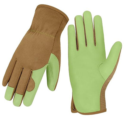 Gardening Gloves, Garden Gloves for Women and Men, Thorn Proof Working Gloves, Durable Leather Work Garden Gloves for Yard & Outdoor Work, Green, XL