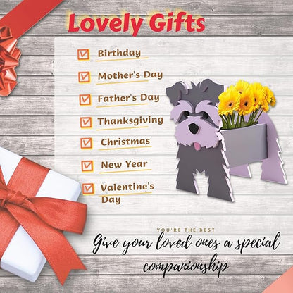 Gray Schnauzers Dog Planter Plant Pots,Cute Large Dog Flower Planter,Gifts for Pet Lovers,Unique Animal Plant Pots,Office,Indoor Outdoor Garden Decor(9.84 * 10.24 * 15in)
