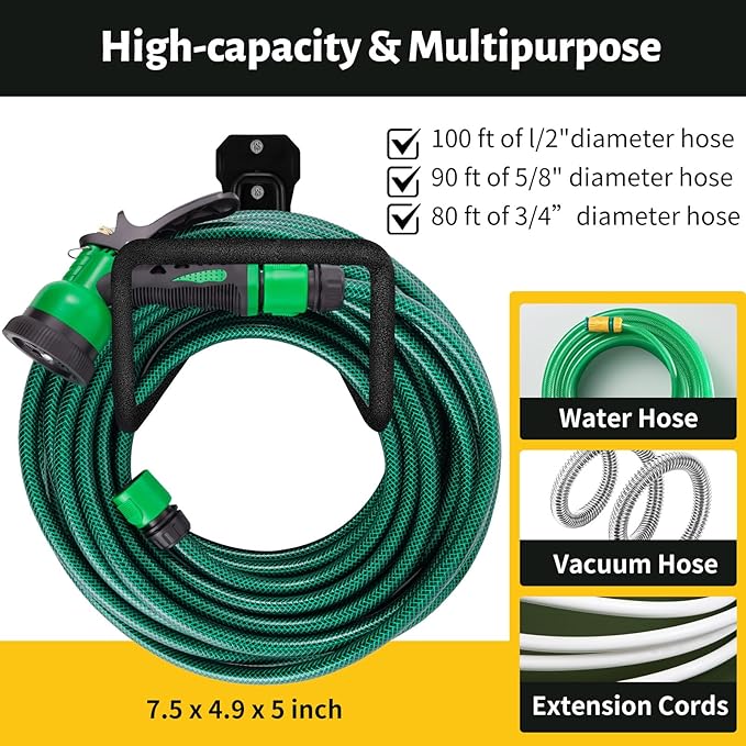 2 pcs Garden Hose Holder Wall Mount - Heavy Duty Hose Hanger for Outside Yard Garden Storage Hook Rack