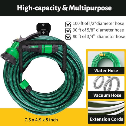 2 pcs Garden Hose Holder Wall Mount - Heavy Duty Hose Hanger for Outside Yard Garden Storage Hook Rack