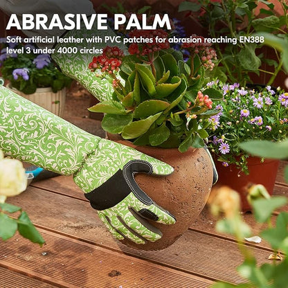 Vgo... 1 Pair Gardening Gloves Ladies,Safety Work Gloves,Long Sleeves Gauntlet,Puncture Proof,Touchscreen(Size L,Green,AL6608-FM)