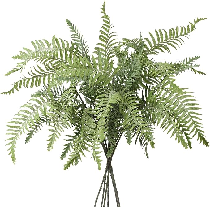 Briful 30" Artificial Boston Fern Plants Bushes Fake Shrubs Bush Greenery Plants Faux Fern Plant Large for Outdoors UV Resistant Garden Plants or Home Office Desk Indoor Decor 6pcs