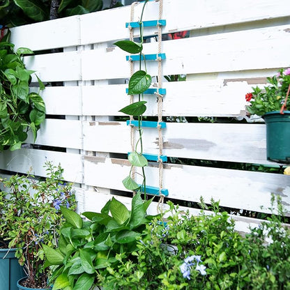 Blue Chain Trellis for Climbing Plants Indoor - Durable Natural Wood Design for Pothos and Ivy Support - Decorative Decorative Wall Feature for Home and Garden