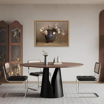 SAMHOU Floating Framed Floral Canvas Wall Art, Vintage Flowers Pictures Wall Decor, Rustic Farmhouse Pink Roses Poster Prints for Living Room Bathroom Dining Room Decor 16x24 inch