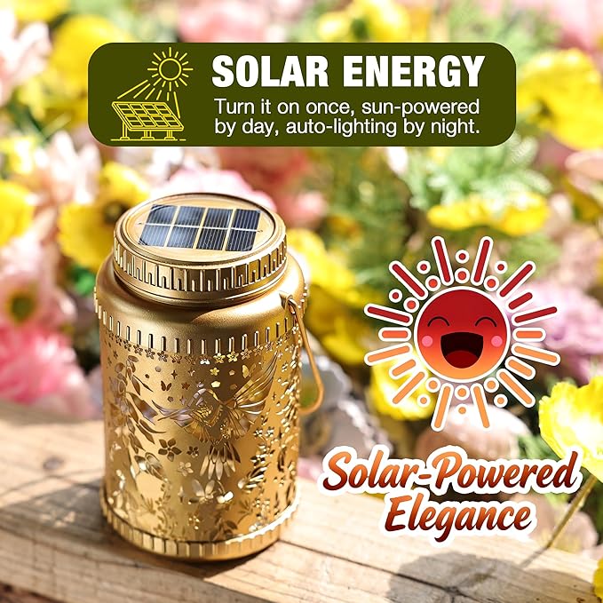 Cooo 2 Pack Solar Lanterns Outdoor Waterproof Hummingbird Red_Sage Solar Pathway Lights Landscape Path Christmas Gifts for Women Mom Grandma for Outdoor Table Lamps Garden Yard Backyard Decor -Gold