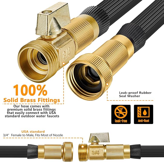 150 ft Garden Hose - 2025 New Upgraded Flexible Water Hose - Ultra Lightweight Kink-free Car Washing Pipe with 10 Function Sprayer and 3/4" Solid Brass Fittings - Durable,Leak proof Garden Hoses