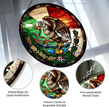 Customized Mexico Suncatcher Stained Glass Window Hangings Sun Catchers Colorful Ornament Gifts for Women Mom Wife Halloween Christmas Housewarming