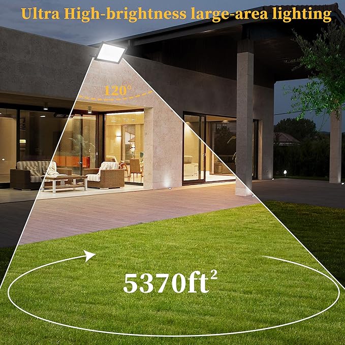 2 Pack 200W LED Flood Lights Outdoor, 25000 LM Super Bright Outdoor Lights, IP66 Waterproof LED Work Light, 6000K Daylight White Floodlights for Stadium Yard Garden Playground